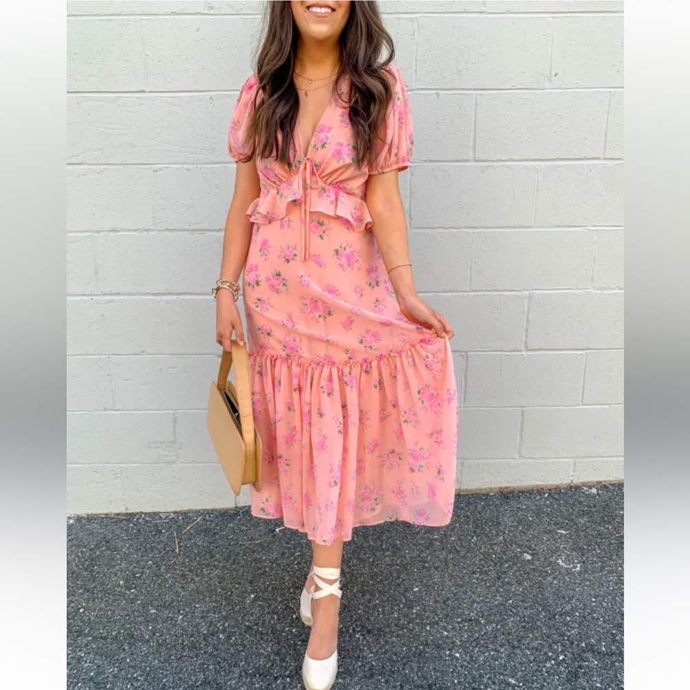 LoveShackFancy x Target Peach Floral Puff Sleeve Dress